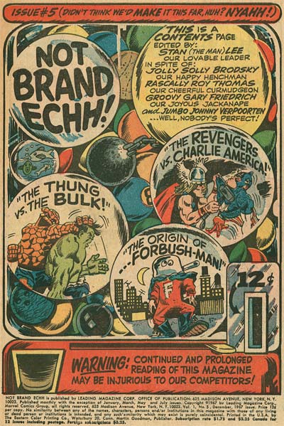 Jack Kirby Marvel Not Brand Echh